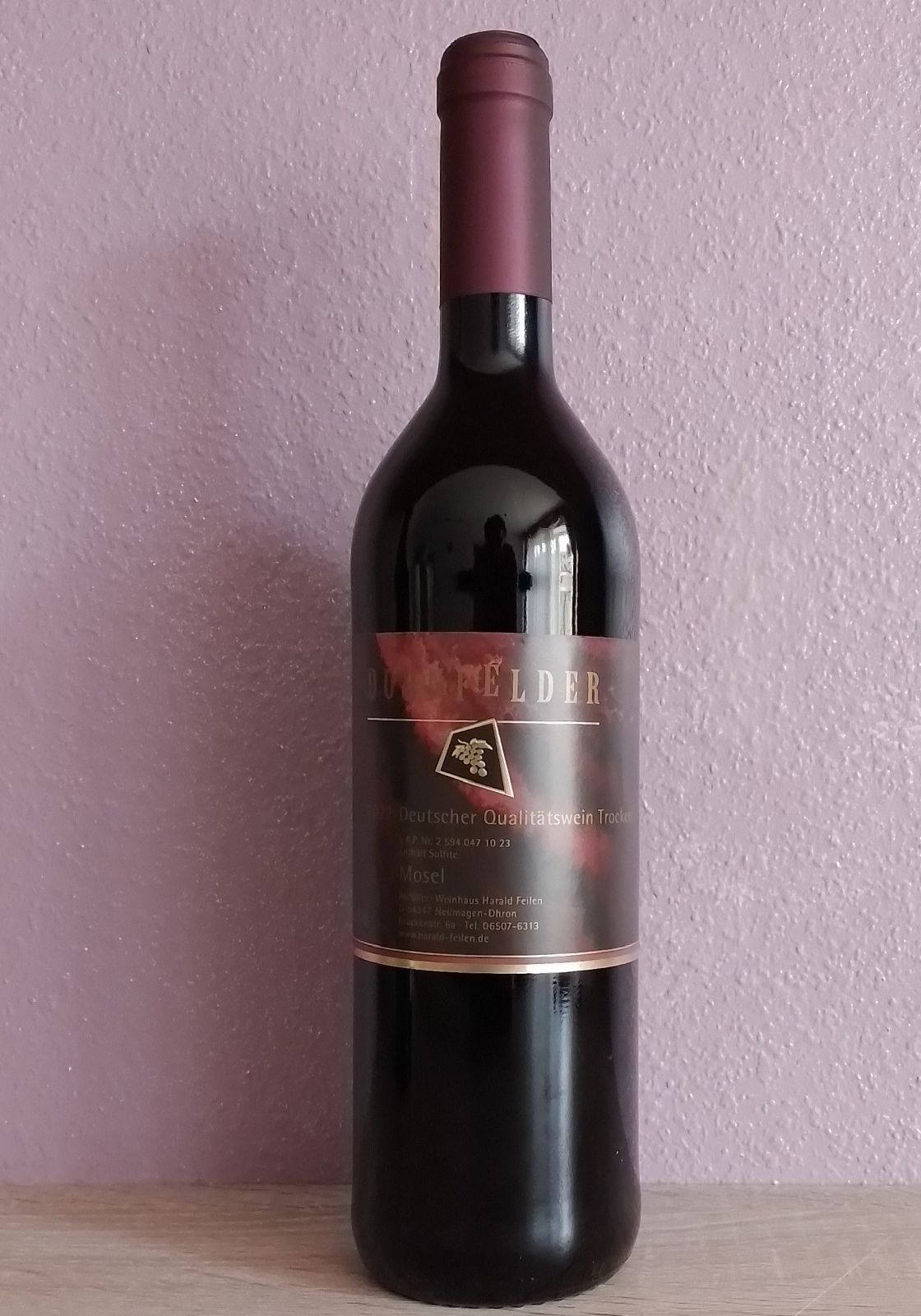 <br>Artikel-Nr.: 1023<br>0,75 Fl. 2022 Dornfelder – Mosel<br>Deutscher Qualitätswein – trocken<br>